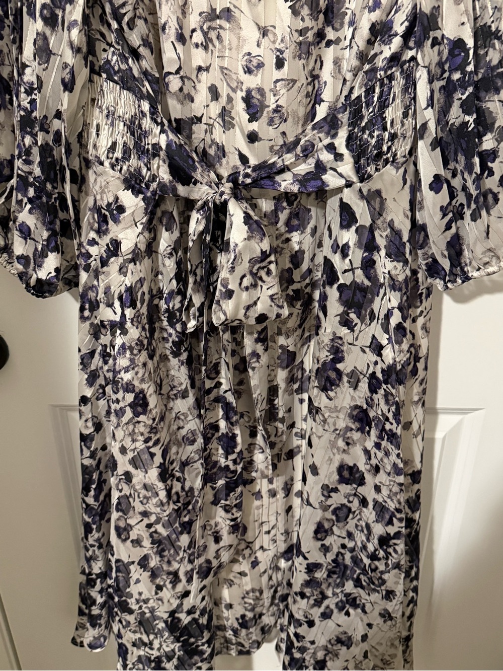 Lane Bryant White and Purple Floral Long Sleeve Midi Dress - Picture 4 of 6